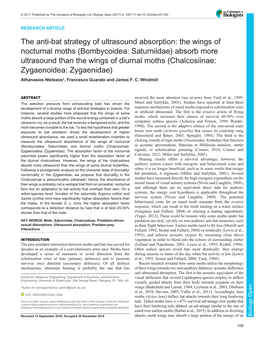 The Anti-Bat Strategy of Ultrasound Absorption: the Wings of Nocturnal Moths