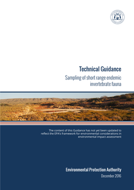 Technical Guidance Sampling of Short Range Endemic Invertebrate Fauna