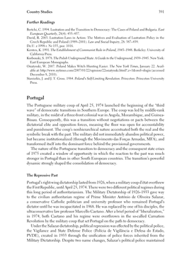 Portugal the Portuguese Military Coup of April 25, 1974 Launched the Beginning of the “Third Wave” of Democratic Transitions in Southern Europe