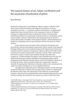 Adam Von Bartsch and the Taxonomic Classification of Prints