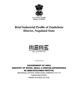 Brief Industrial Profile of Zunheboto District, Nagaland State