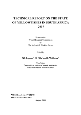 Technical Report on the State of Yellowfishes in South Africa 2007