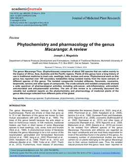 Phytochemistry and Pharmacology of the Genus Macaranga: a Review