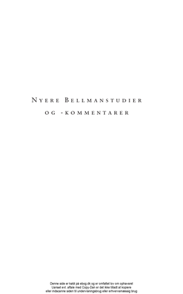 Nyere Bellmanstudier Og -Kommentarer