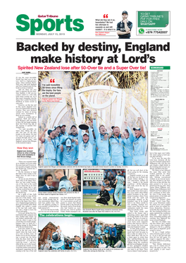 Backed by Destiny, England Make History at Lord's