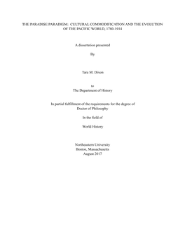 Cultural Commodification and the Evolution of the Pacific World, 1780-1914