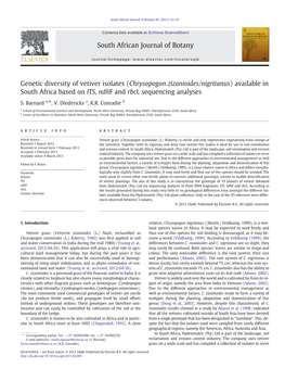 Chrysopogon Zizanioides/Nigritanus) Available in South Africa Based on ITS, Ndhf and Rbcl Sequencing Analyses