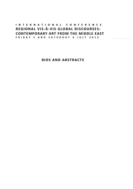 Regional Vis-À-Vis Global Discourses: Contemporary Art from the Middle East