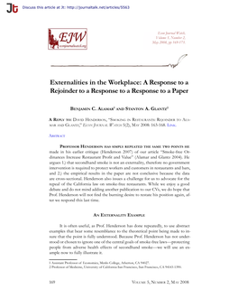 Externalities in the Workplace: a Response to a Rejoinder to a Response to a Response to a Paper