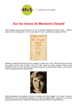 Sur Les Traces De Marianne Oswald
