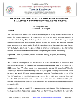 Unlocking the Impact of Covid 19 on Assam Silk Industry: Challenges and Strategies to Revive the Industry