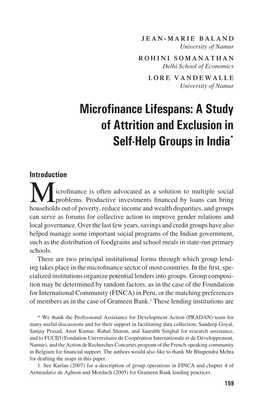 Microfinance Lifespans: a Study of Attrition and Exclusion in Self-Help Groups in India*