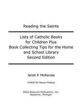 Reading the Saints Lists of Catholic Books for Children Plus Book