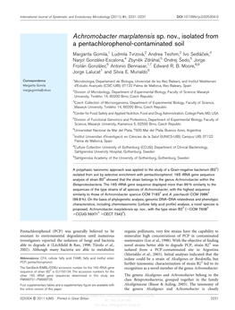 Achromobacter Marplatensis Sp. Nov., Isolated from a Pentachlorophenol-Contaminated Soil