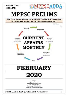 MPPSC PRELIMS the Only Comprehensive “CURRENT AFFAIRS” Magazine of “MADHYA PRADESH”In “ENGLISH MEDIUM”