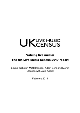 Valuing Live Music: the UK Live Music Census 2017 Report