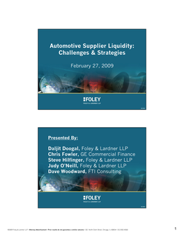 Automotive Supplier Liquidity: Challenges & Strategies