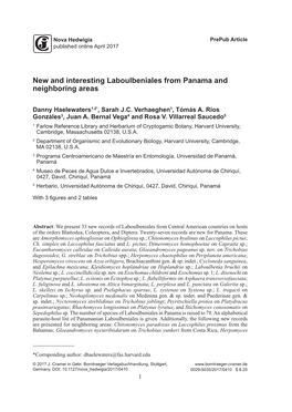 New and Interesting Laboulbeniales from Panama and Neighboring Areas