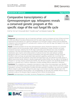 Comparative Transcriptomics of Gymnosporangium Spp. Teliospores