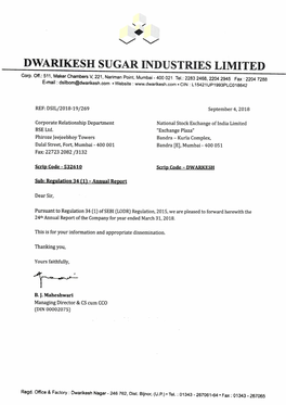 Dwarikesh Sugar Industries Limited