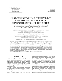 Las Degradation in a Fluidized Bed Reactor and Phylogenetic Characterization of the Biofilm