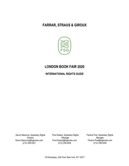 Farrar, Straus & Giroux London Book Fair 2020