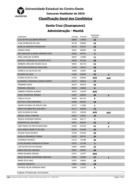 Universidade Estadual Do Centro-Oeste Classificação Geral