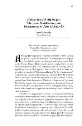 Hamlet in (And Off) Stages: Television, Serialization, and Shakespeare in Sons of Anarchy