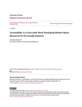 Developing Western Music Resources for the Visually-Impaired