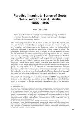 Songs of Scots Gaelic Migrants in Australia, 1850–1940