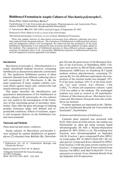 Bisbibenzyl Formation in Aseptic Cultures of Marchantia Polymorpha L