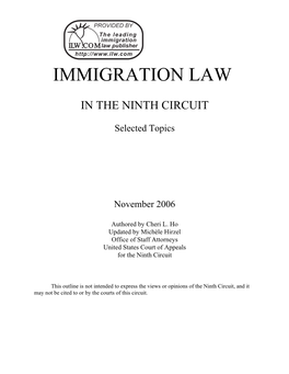 Immigration Law in the 9Th Circuit Updated Outline