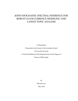 Joint-Stochastic Spectral Inference for Robust Co-Occurrence Modeling and Latent Topic Analysis