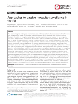 Approaches to Passive Mosquito Surveillance in the EU