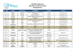 4Th INCO Conference Marseille, 17-19Th June 2013 Participant List