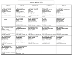 August Menu 2021