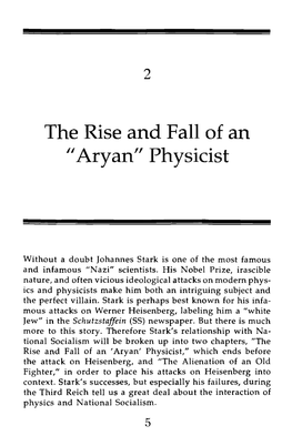 The Rise and Fall of an "Aryan" Physicist