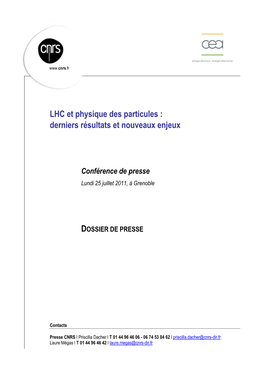 LHC Et Physique Des Particules : Derniers Résultats Et Nouveaux Enjeux