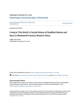 A Social History of Buddhist Monks and Nuns in Nineteenth-Century Western China