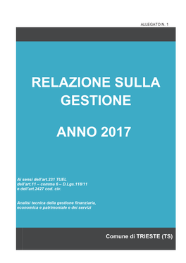 Relazione Sulla Gestione Anno 2017