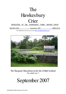 September 2007 PRICE $2.50 Free Monthly News Sheet Can Be Accessed At