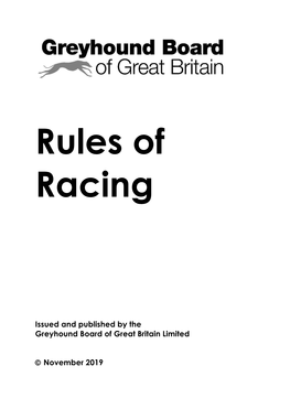 GBGB Rules of Racing As at 29.11.19 Ii
