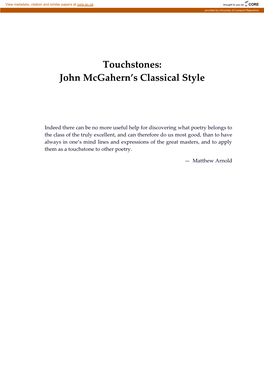 John Mcgahern's Classical Style