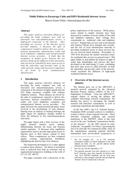 Public Policies to Encourage Cable and ISDN Residential Internet