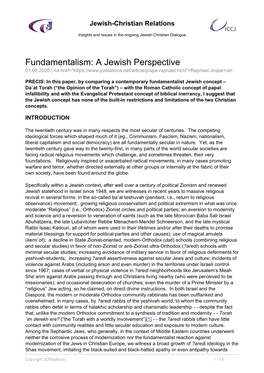 Fundamentalism: a Jewish Perspective