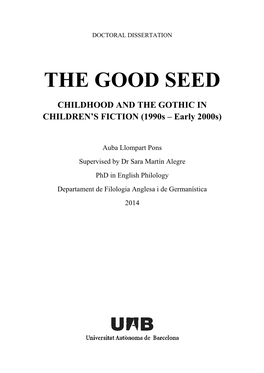 The Good Seed Childhood and the Gothic In