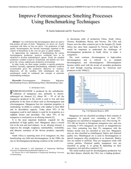 Improve Ferromanganese Smelting Processes Using Benchmarking Techniques