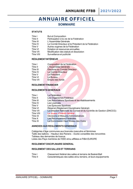 Annuaire Fédéral 2021-2022