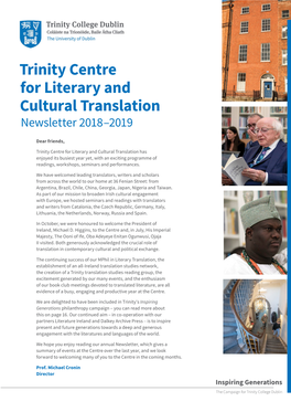 Trinity Centre for Literary and Cultural Translation Newsletter 2018–2019