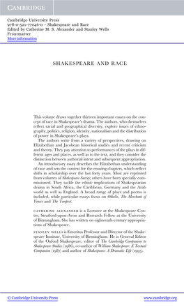 Shakespeare and Race Edited by Catherine M